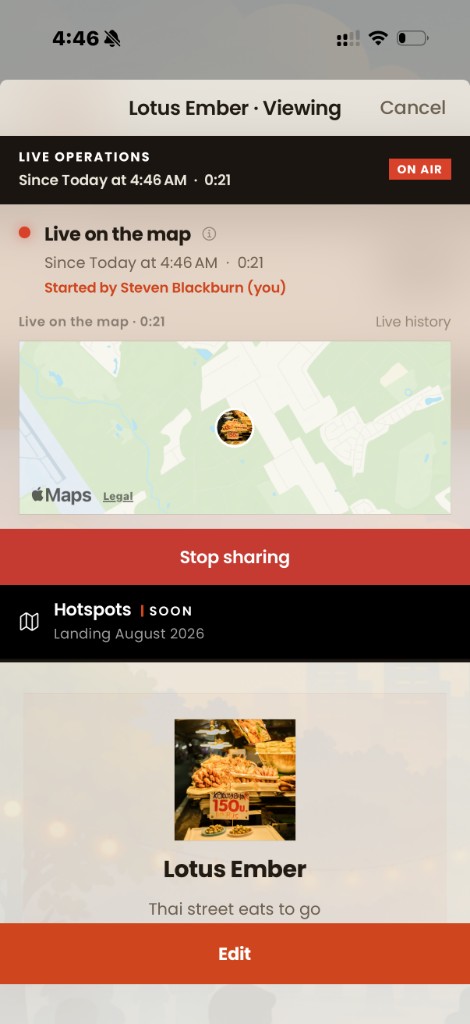 Street Eats launch live operations and vendor profile screen